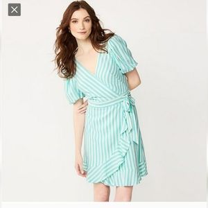Draper James Teal Striped Wrap Dress